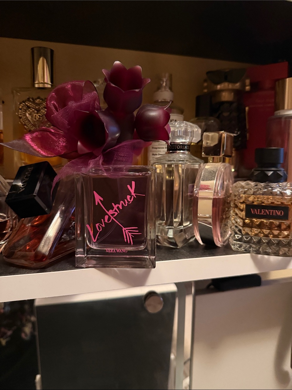 Vera Wang Lovestruck Pink Floral Accented Perfume Bottle